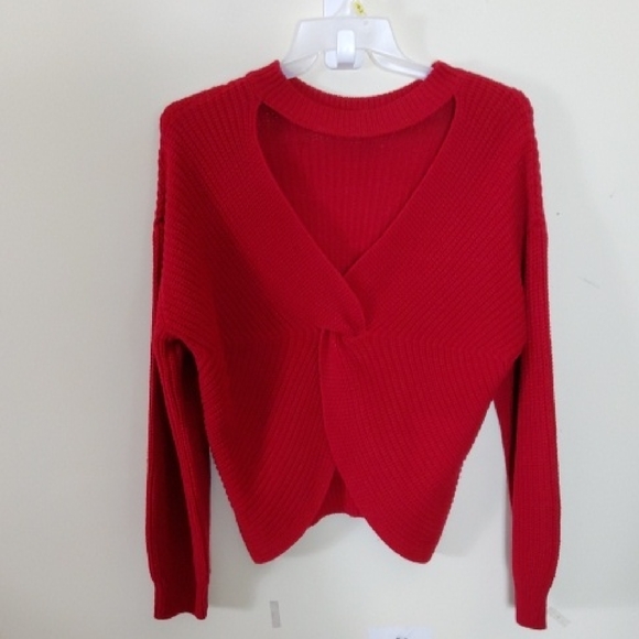 Almost Famous Red V-Neck Sweater Size XL - Picture 1 of 8